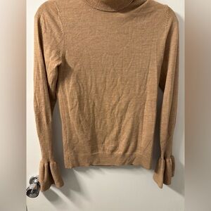 Veronica Beard Camel Tan Turtleneck Sweater with bell sleeve, small